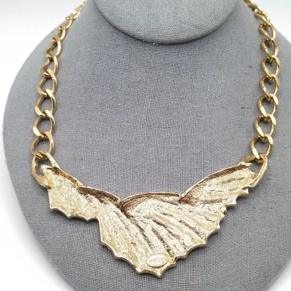 Vintage Park Lane Gold Frontal Necklace, Wide Chain, 18 Inches